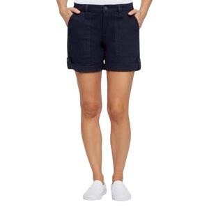 Jones New York Utility patch pocket Midrise Rolled cuff Chino Shorts Navy 6